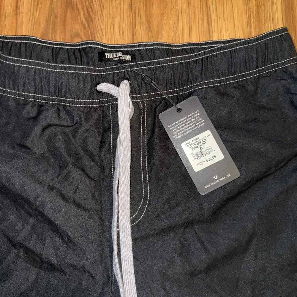 True Religion Lined Board Shorts Men’s Size XL Black NWT MSRP $99